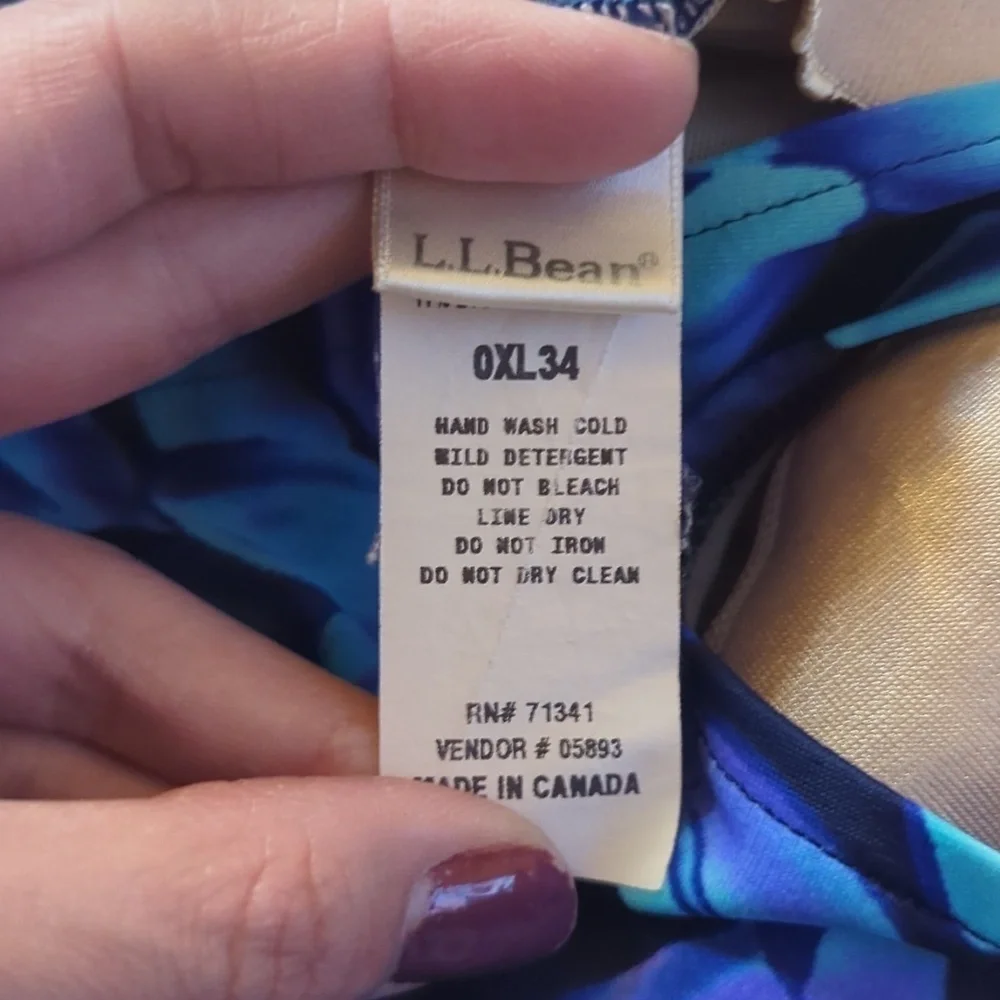 L.L Bean Blue Floral Modest One Piece Swimsuit Size 12 - Picture 8 of 10